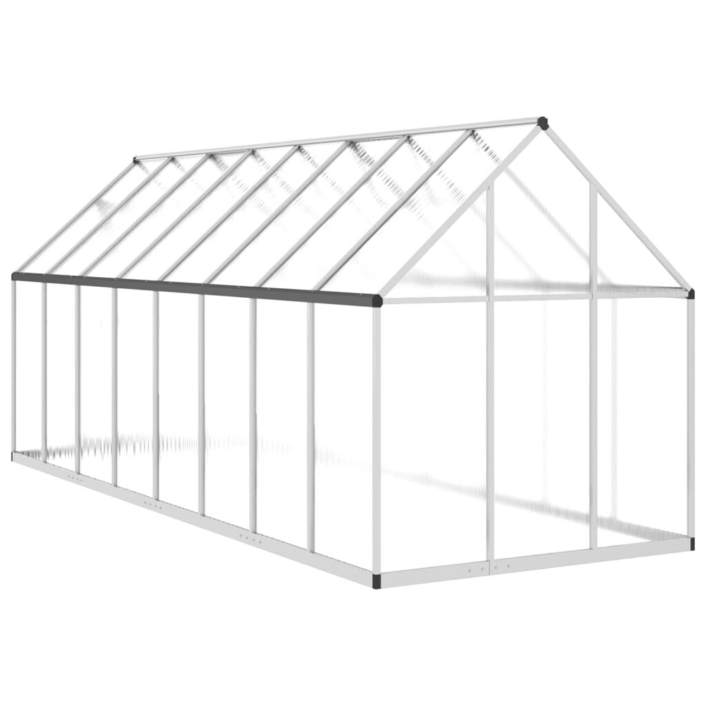 vidaXL Θερμοκήπιο με Πλαίσιο Βάσης Ασημί 445x169x195 εκ. Αλουμινίου