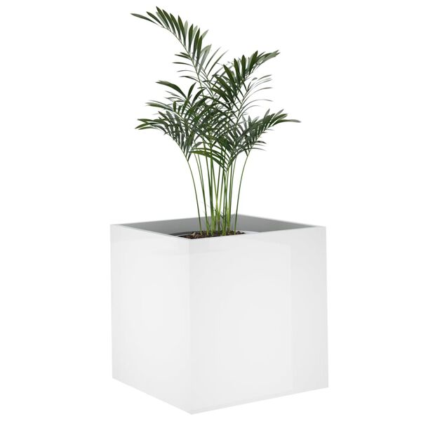 vidaXL Ζαρντινιέρα Γυαλιστερή Λευκή 40x40x40 εκ. Επεξεργασμένο Ξύλο