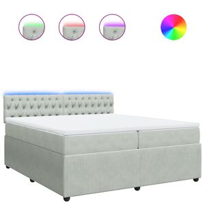 vidaXL Κρεβάτι Boxspring με Στρώμα Ανοιχτό Γκρι 200x200 εκ. Βελούδινο