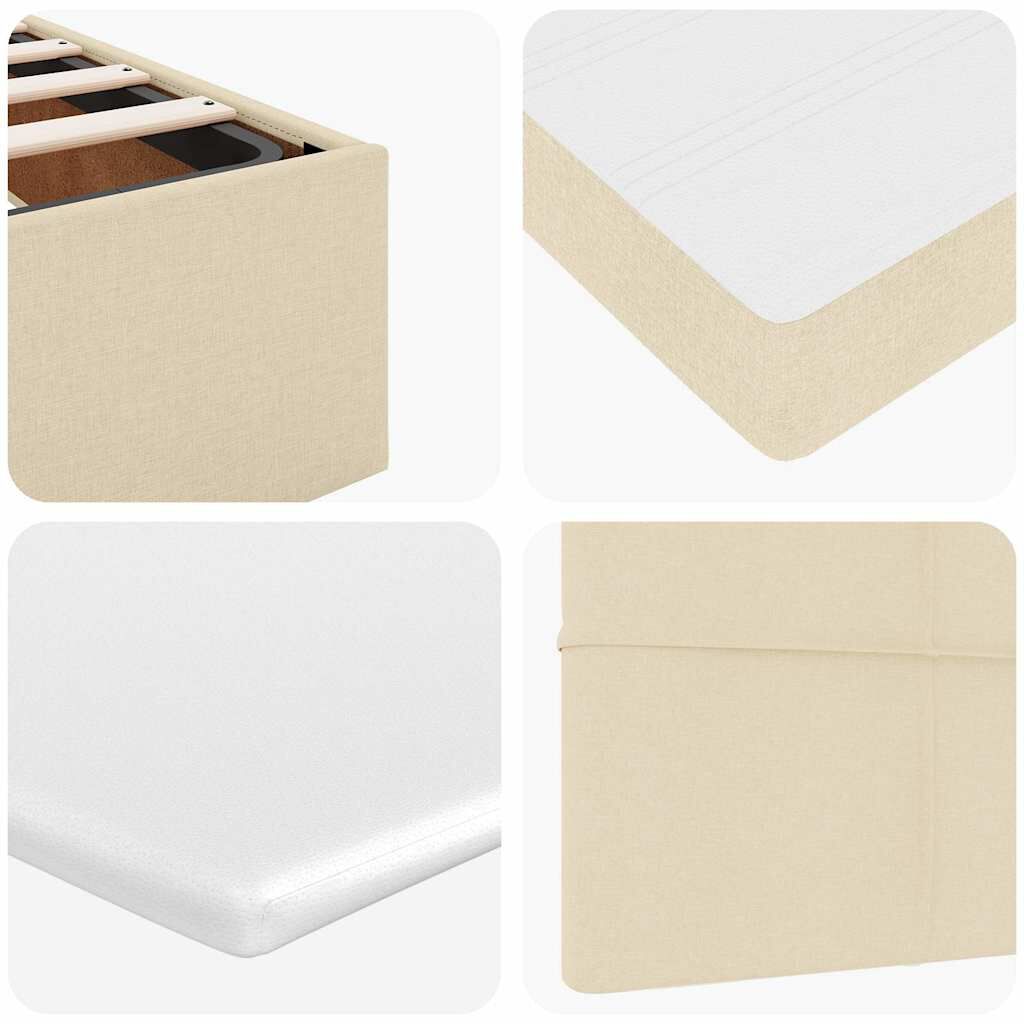 vidaXL Οθωμανικό κρεβάτι με στρώμα Cream 90x200cm ύφασμα