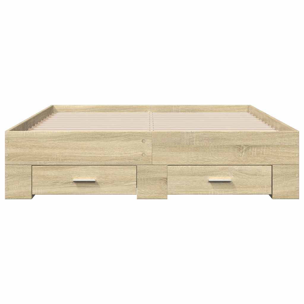 vidaXL Πλαίσιο Κρεβατιού με συρτάρια Sonoma Δρυς 135x190εκ. Επεξ. Ξύλο