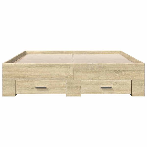 vidaXL Πλαίσιο Κρεβατιού με συρτάρια Sonoma Δρυς 135x190εκ. Επεξ. Ξύλο