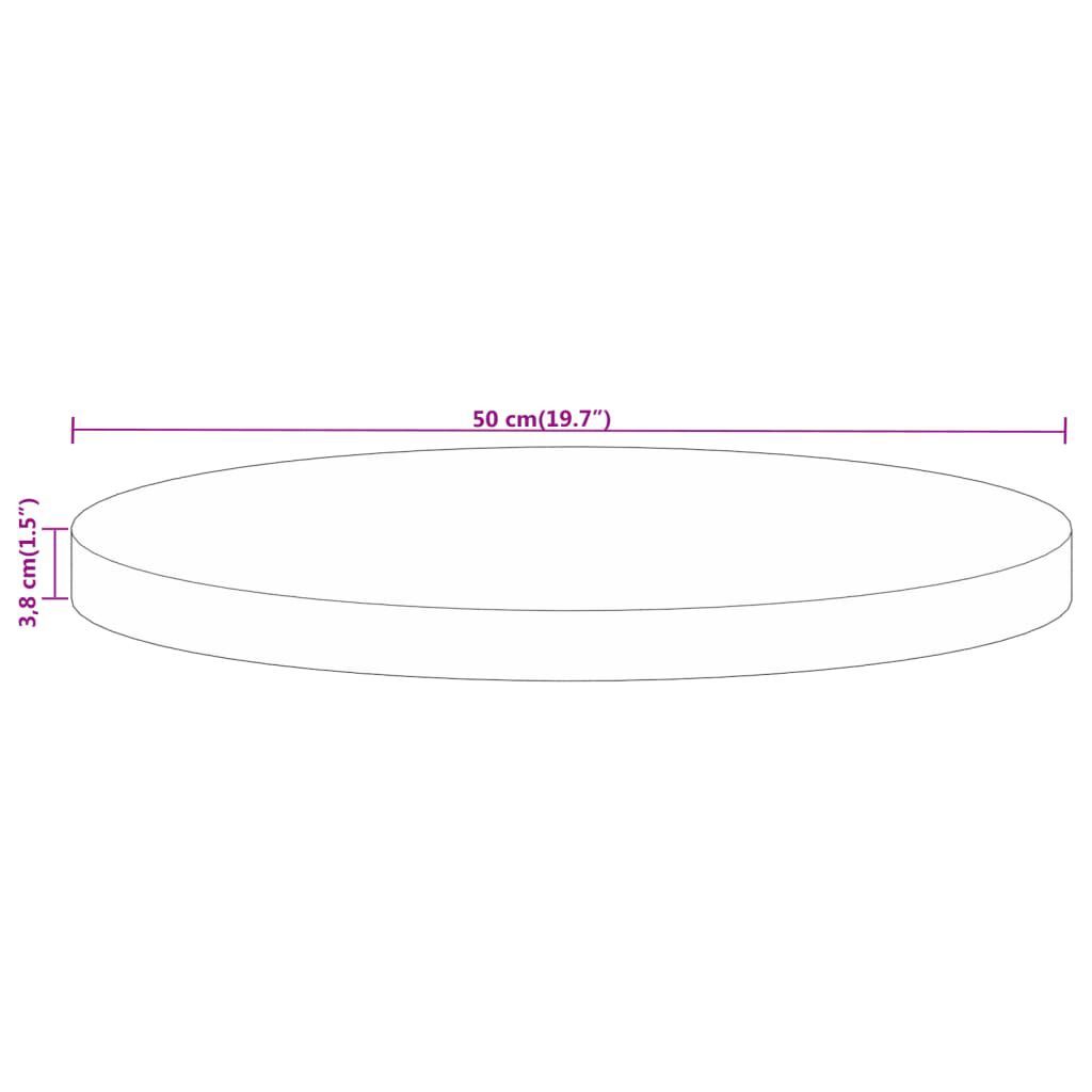 vidaXL Επιφάνεια Τραπεζιού Στρογγυλή Ø50x3,8 εκ. Μασίφ Ξύλο Μάνγκο