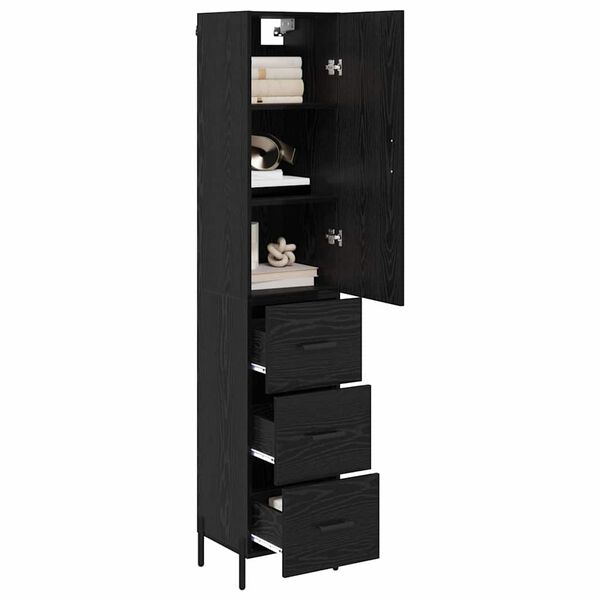 vidaXL Highboard &Mu;&alpha;ύ&rho;&eta; &Omicron;&xi;&upsilon;ά 34,5 x 34 x 180 &epsilon;&kappa;. &Epsilon;&pi;&epsilon;&xi;&epsilon;&rho;&gamma;&alpha;&sigma;&mu;έ&nu;&omicron; &xi;ύ&lambda;&omicron;