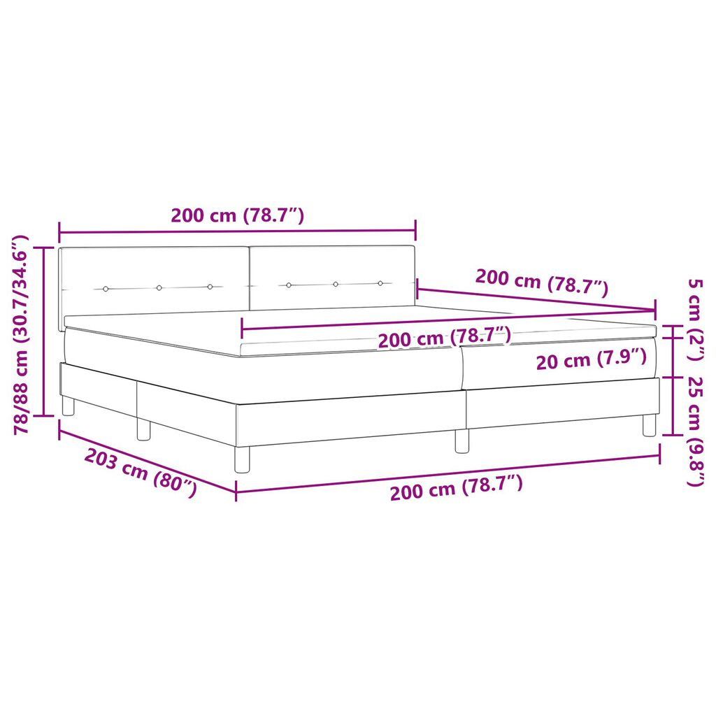 vidaXL Κρεβάτι με Σπαστό Στραμμα Κρεμ 200x200 εκ. Ύφασμα
