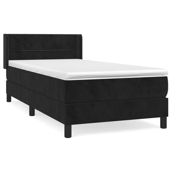 vidaXL Κρεβάτι Boxspring με Στρώμα Μαύρο 90x190 εκ. Βελούδινο