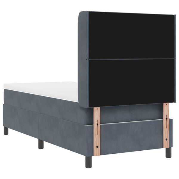 vidaXL Κρεβάτι Box Spring LED με Στρώμα Σκούρο γκρι 100 x 200 cm