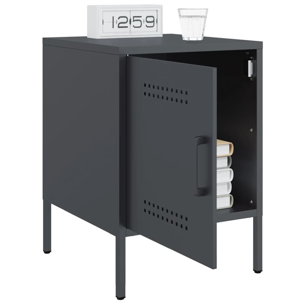 vidaXL Κομοδίνο Ανθρακί 36x39x50,5 εκ. από Χάλυβα