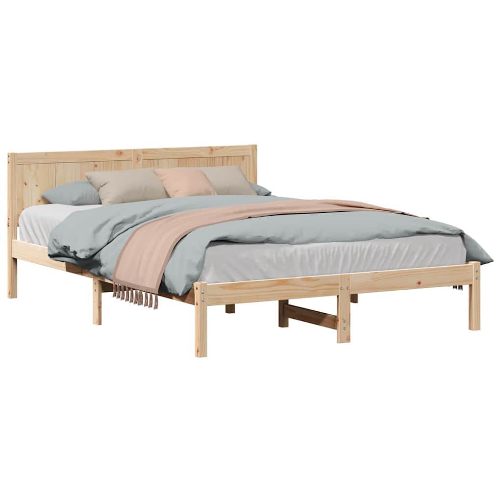 vidaXL Σκελετός Κρεβατιού Καφέ 150 x 200 cm Μασίφ ξύλο πεύκου