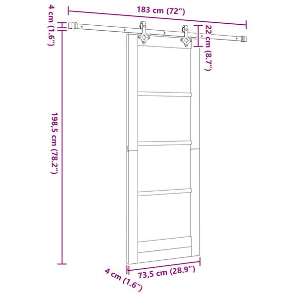 vidaXL Συρόμενη Πόρτα ORKDAL Καφέ 73.5 x 198.5 εκ. Ξύλο και μέταλλο