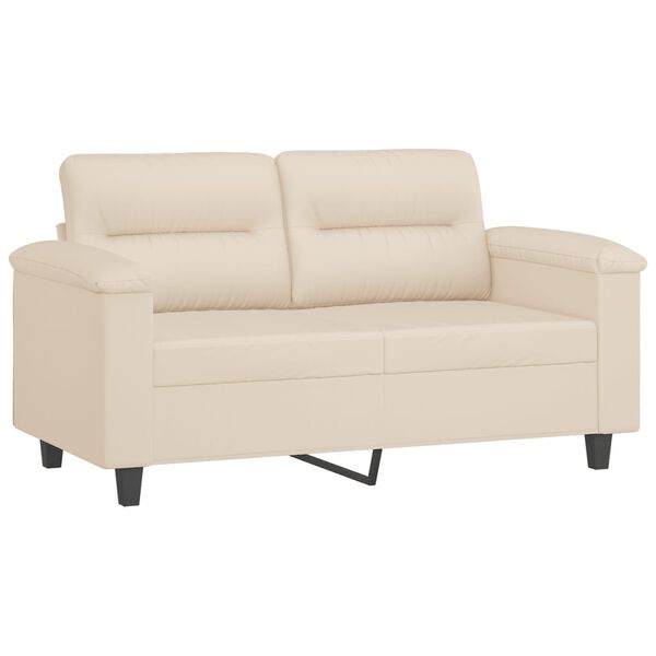 vidaXL Καναπές Διθέσιος Beige 120 εκ. Ύφασμα Μικροϊνών με Μαξιλάρια