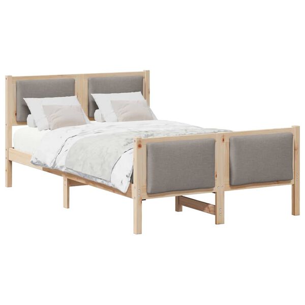 vidaXL Σκελετός Κρεβατιού με κεφαλάρι Taupe 120 x 190 cm ύφασμα