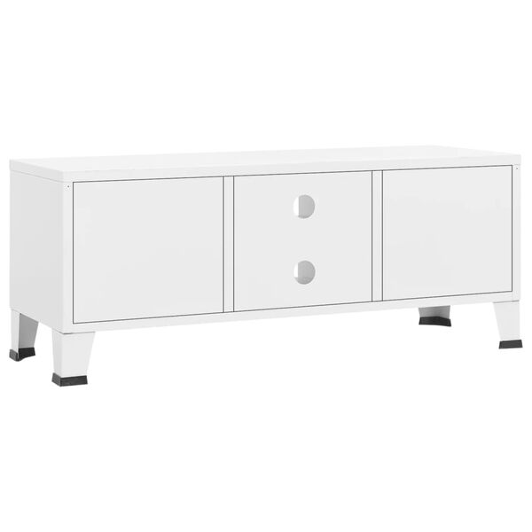 vidaXL Έπιπλο Τηλεόρασης Βιομηχανικό Λευκό 105 x 35 x 42 εκ. Μεταλλικό