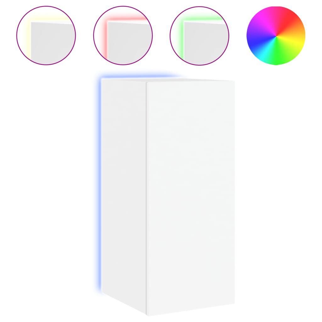 vidaXL Έπιπλα Τοίχου Τηλεόρασης με LED 2 Τεμ. Λευκά 30,5x35x70 εκ.