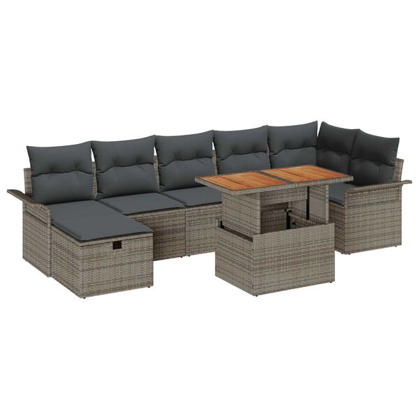 vidaXL Σετ Καναπέ Κήπου 8 pcs Γκρι συνθετικό ρατάν