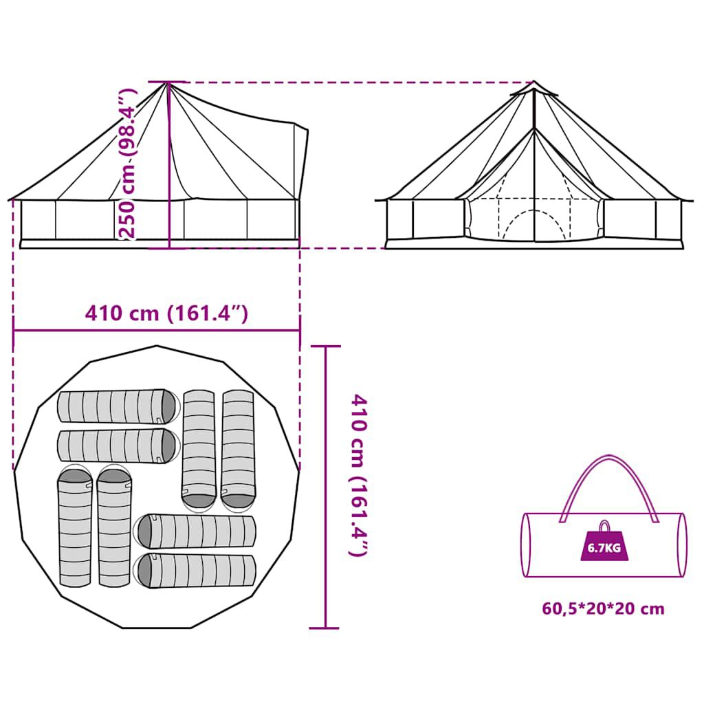 vidaXL Σκηνή Οικογενειακή Tipi 8 Ατόμων Αδιάβροχη Πράσινη