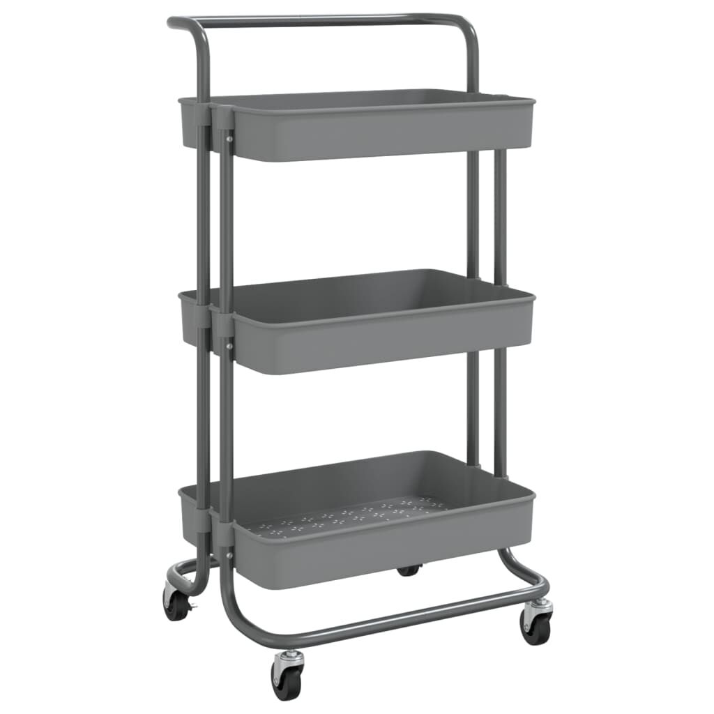 vidaXL Τρόλεϊ Κουζίνας 3 Επιπέδων Γκρι 42 x 35 x 85 εκ. Σίδερο/ABS