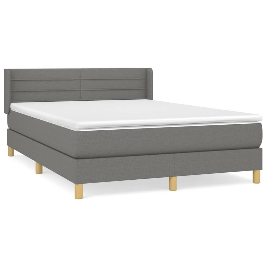 vidaXL Κρεβάτι Boxspring με Στρώμα Σκούρο Γκρι 140x190 εκ. Υφασμάτινο