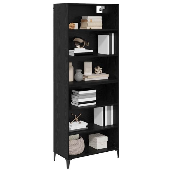 vidaXL Highboard &Mu;&alpha;ύ&rho;&eta; &Omicron;&xi;&upsilon;ά 69,5 x 34 x 180 &epsilon;&kappa;. &Epsilon;&pi;&epsilon;&xi;&epsilon;&rho;&gamma;&alpha;&sigma;&mu;έ&nu;&omicron; &xi;ύ&lambda;&omicron;