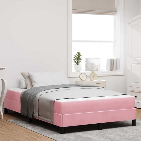 vidaXL Κρεβάτι box spring με στρώμα Ροζ 120 x 220 cm Βελούδο