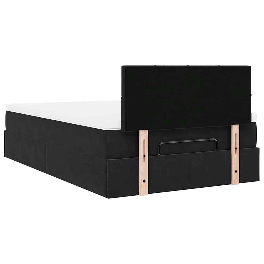 vidaXL Οθωμανικό κρεβάτι με στρώμα Μαύρο 120x200cm Velvet