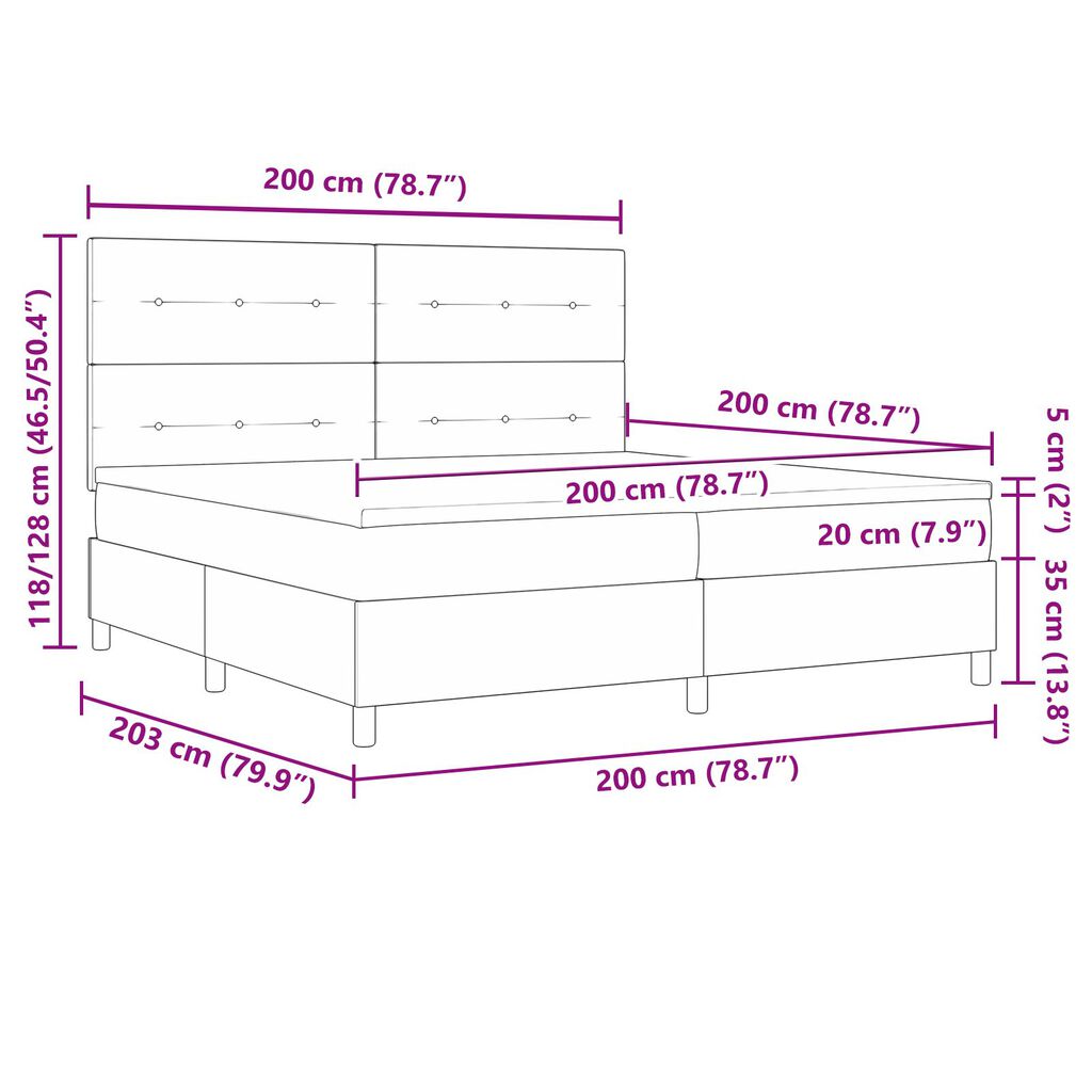 vidaXL Κρεβάτι Με Ζαχαροτά και LED Μπεζ 200x200 εκ. Ύφασμα