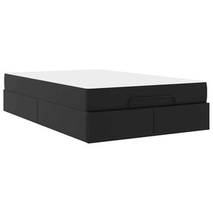 vidaXL Σκελετός κρεβατιού με στρώμα Μαύρο 120 x 190 cm Τεχνητό δέρμα
