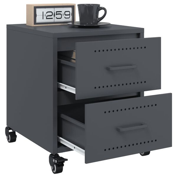 vidaXL Κομοδίνο Ανθρακί 36 x 39 x 43,5 εκ. από Χάλυβα