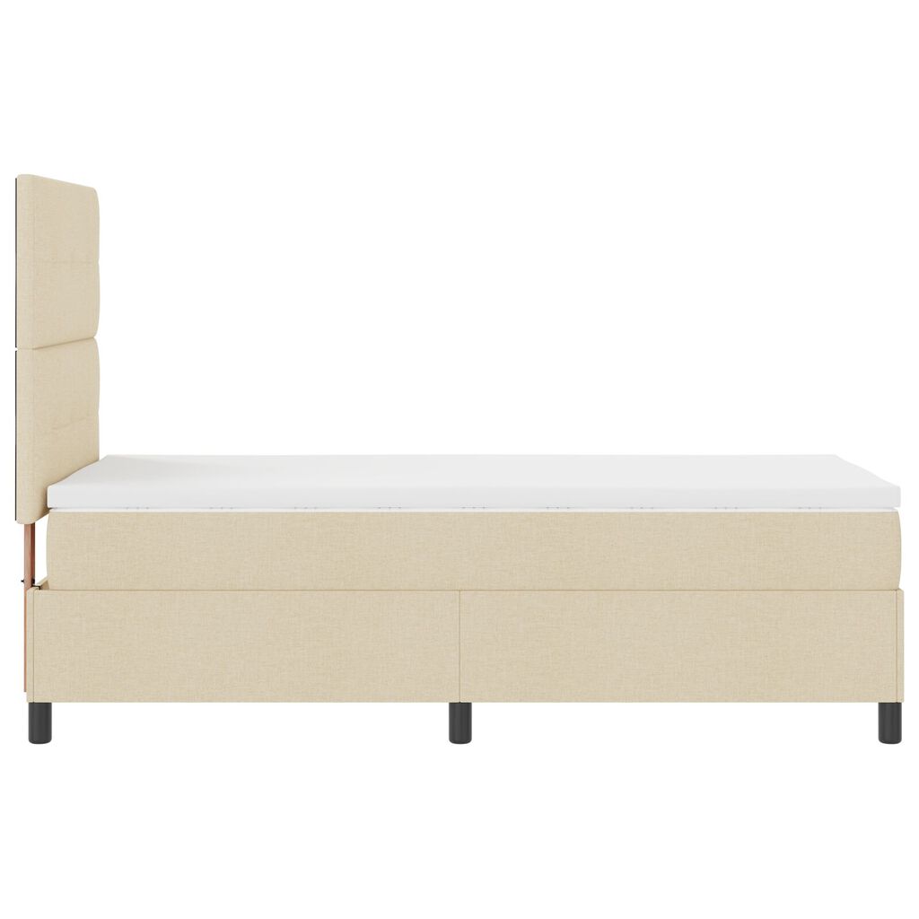 vidaXL Κρεβάτι Box Spring με στρώμα & LED μπεζ 100x200 εκ. Ύφασμα