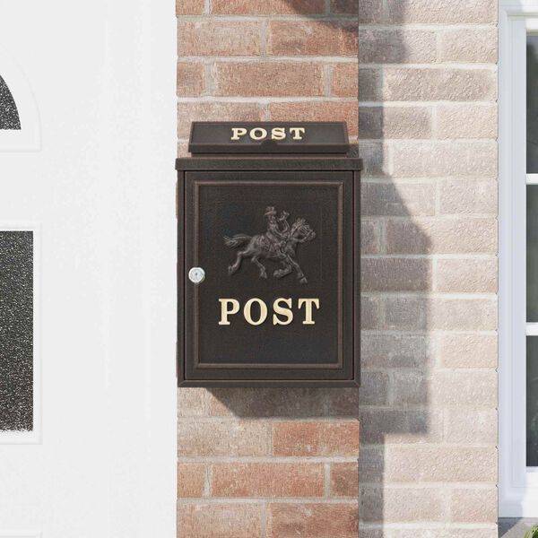 vidaXL Επιτοίχιος Ταχυδρομικός Κάδος με πόρτα Μπρονζέ 29 x 13 x 41 εκ.