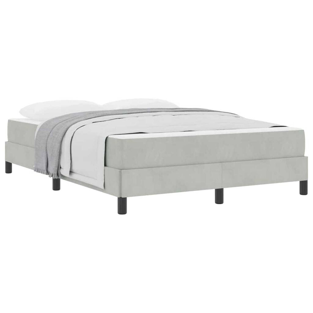 vidaXL Κρεβάτι box spring με στρώμα Ανοιχτό γκρι 140 x 200 cm Βελούδο