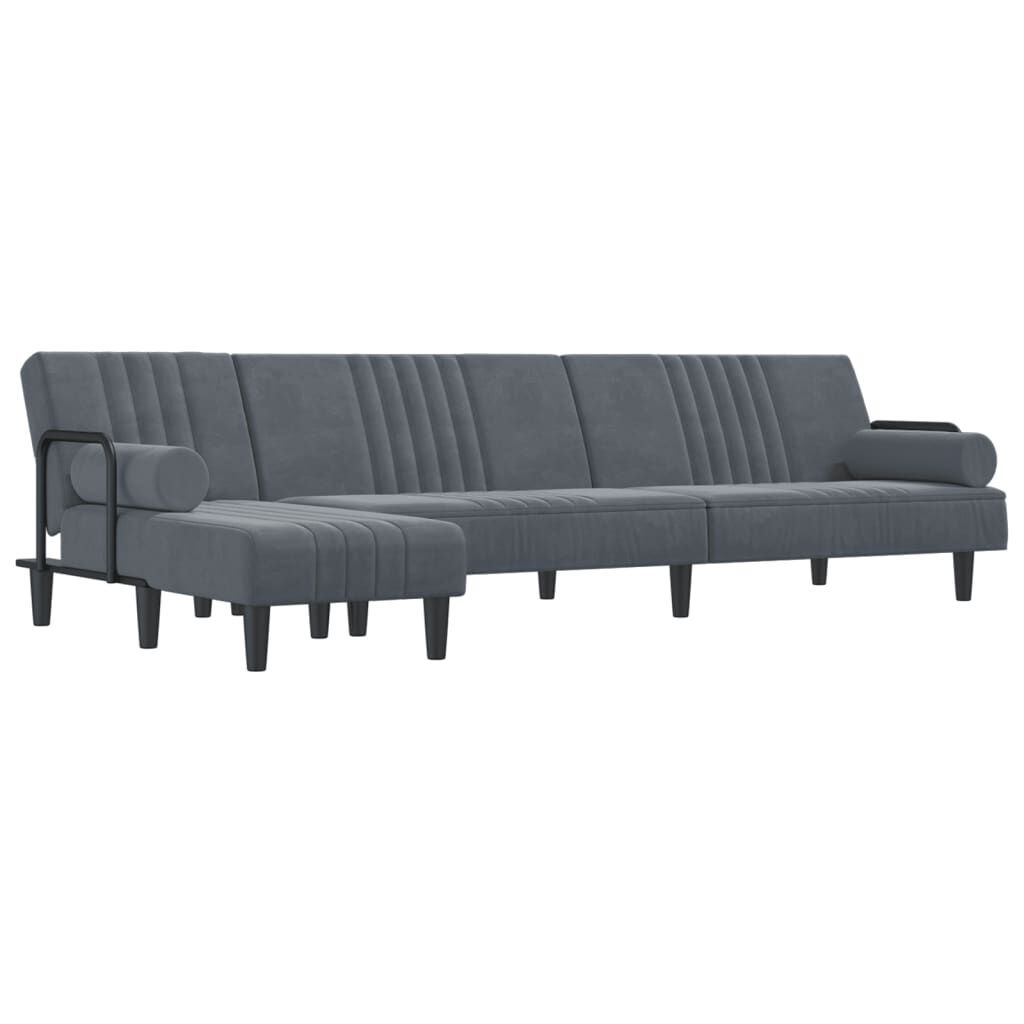 vidaXL Καναπές Κρεβάτι Γωνιακός Σκ. Γκρι 260 x 140 x 70 εκ. Βελούδινος