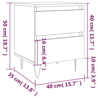 vidaXL Κομοδίνο Γκρι Sonoma 40 x 35 x 50 εκ. από Επεξεργασμένο Ξύλο