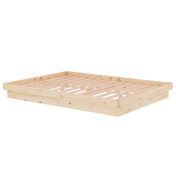 vidaXL Πλαίσιο Κρεβατιού 135 x 190 εκ. από Μασίφ Ξύλο Double