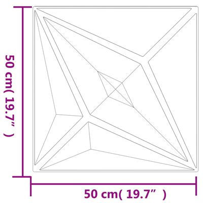 vidaXL Πάνελ Τοίχου 12 τεμ. Μαύρα Σχέδιο Αστέρι 50x50 εκ. 3 μ² EPS