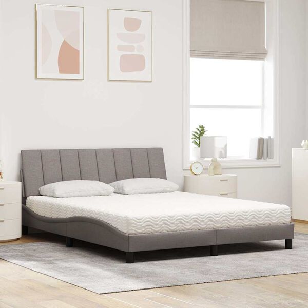 vidaXL Κρεβάτι με Στρώμα Hanko Taupe 160x200 εκ. Υφασμάτινο