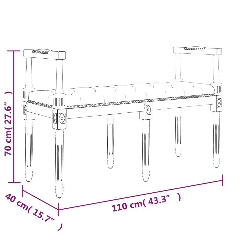 vidaXL Πάγκος Ροζ 110 x 40 x 70 εκ. Βελούδινος