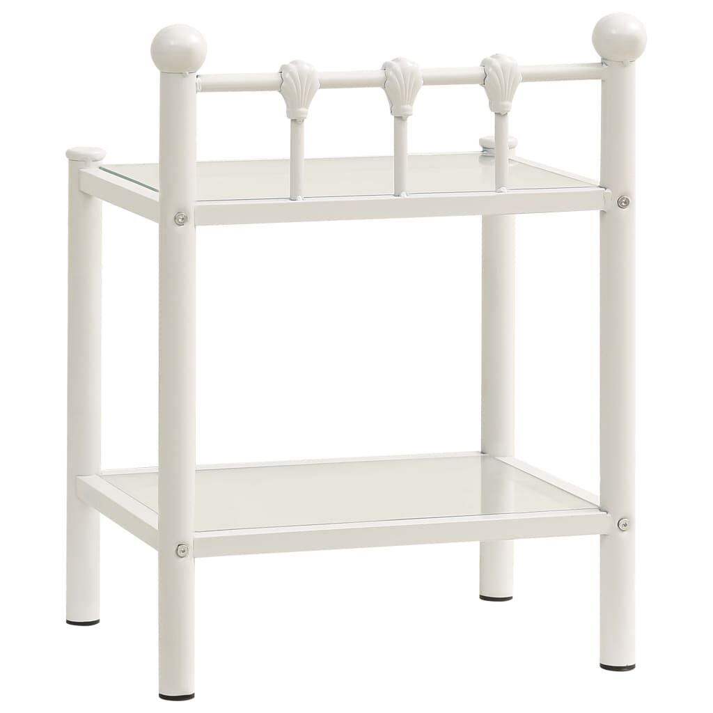 vidaXL Κομοδίνο Λευκό και Διαφανές 45x34,5x60,5εκ. από Μέταλλο & Γυαλί