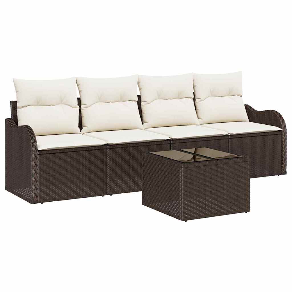 vidaXL Σετ Καναπέ Κήπου 5 pcs Καφέ Πολυ ράταν