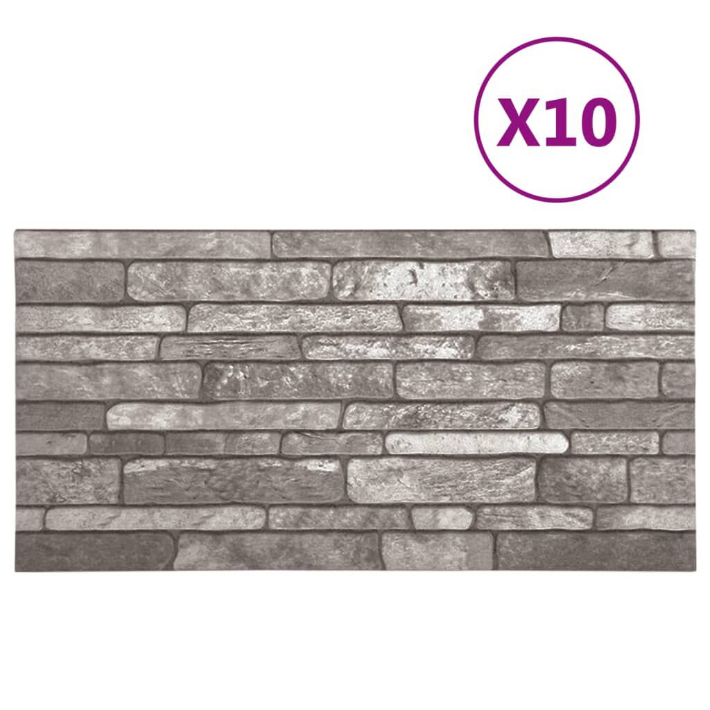 vidaXL Πάνελ Τοίχου 3D 10 τεμ. Σχέδιο Τούβλα Σκούρο Γκρι EPS