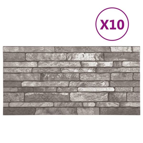 vidaXL Πάνελ Τοίχου 3D 10 τεμ. Σχέδιο Τούβλα Σκούρο Γκρι EPS