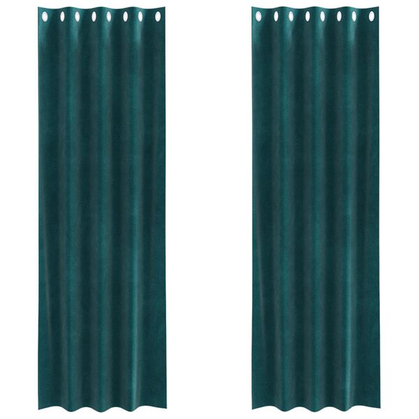 vidaXL Κουρτίνες 2 pcs Σκούρο πράσινο 140 x 225 cm Βελούδο