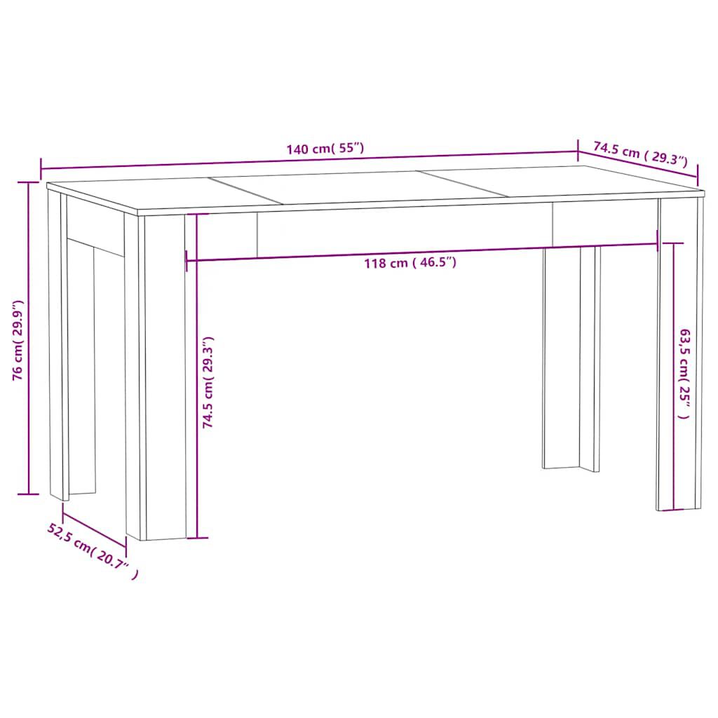 vidaXL Τραπεζαρία Μαύρη 140 x 74,5 x 76 εκ. από Επεξεργασμένο Ξύλο