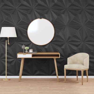 vidaXL Πάνελ Τοίχου 12 τεμ. Μαύρα Σχέδιο Αστέρι 50x50 εκ. 3 μ² EPS
