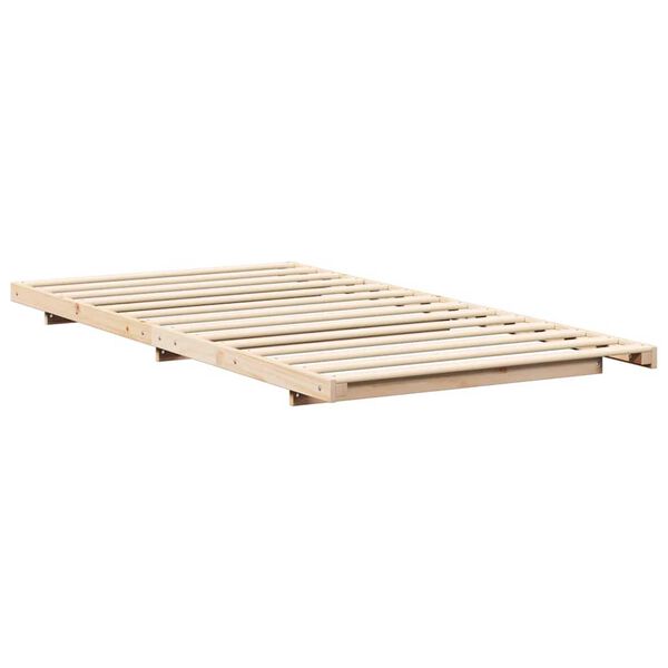 vidaXL Κρεβάτι δαπέδου Καφέ 100 x 220 cm Μασίφ ξύλο πεύκου