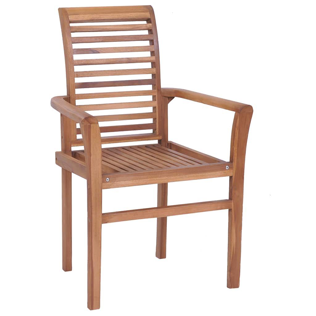 vidaXL Καρέκλες Τραπεζαρίας 2 τεμ. Μασίφ Ξύλο Teak με Κρεμ Μαξιλάρια