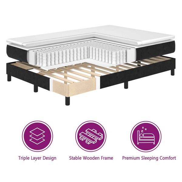 κρεβάτι box spring vidaXL με στρώμα Μαύρο Μονό Βελούδινο