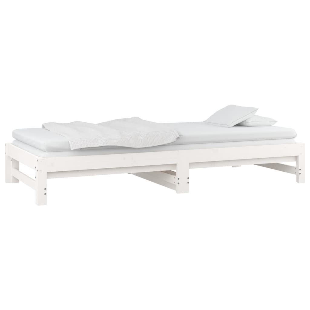 vidaXL Καναπές Κρεβάτι Συρόμενος Λευκός 2x(80x200) εκ. από Μασίφ Πεύκο