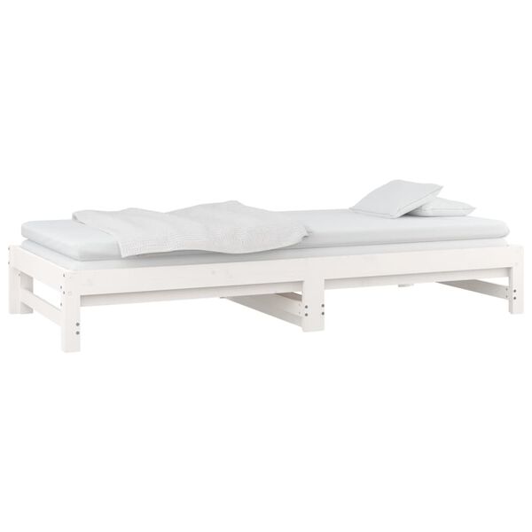 vidaXL Καναπές Κρεβάτι Συρόμενος Λευκός 2x(80x200) εκ. από Μασίφ Πεύκο