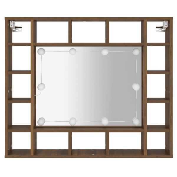 vidaXL Έπιπλο Καθρέπτη με LED Καφέ Δρυς 91x15x76,5 εκ.